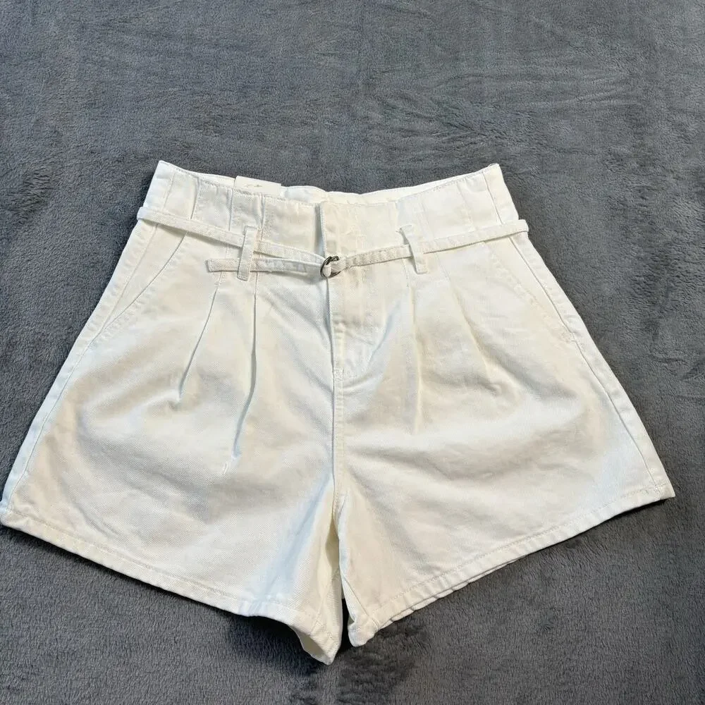 Blank NYC Womens Shorts‎ 27 White High Rise Denim Belt Classic Minimalist Preppy